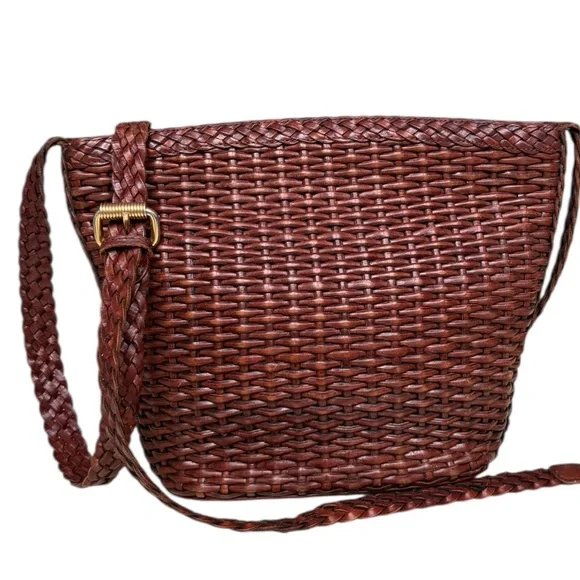 GEM Vintage Genuine Leather Brown Woven Crossbody Bag Made in Brazil - Picture 16 of 16